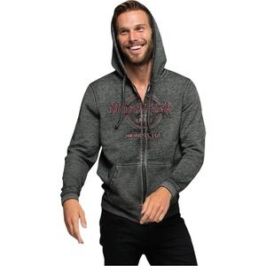 Hard Rock Men's Double Burnout Zip Hoodie Charcoal Gray Size XL